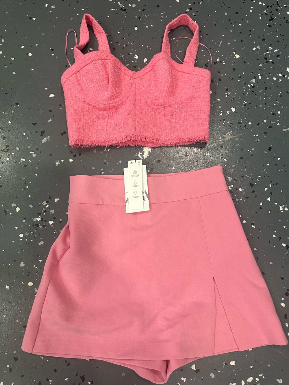 Zara Pink Two-Piece Mini Skirt Set